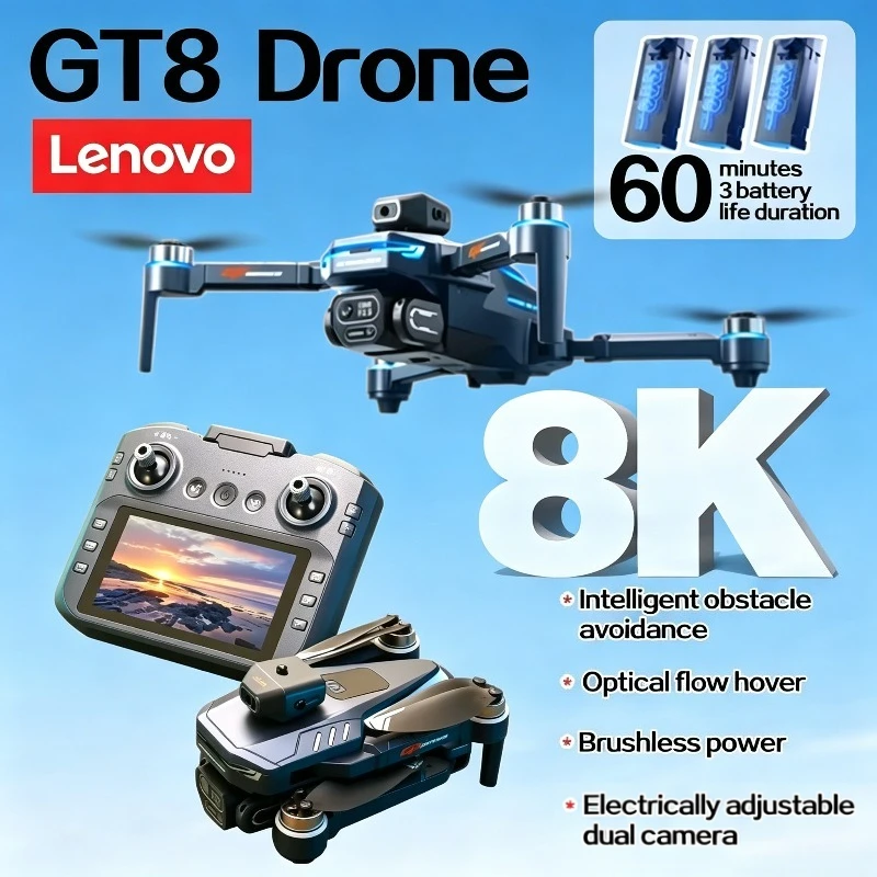

Lenovo GT8 Drone 8k Camera with Large Screen Remote Control Brushless Motor Aerial Photography Optical Flow RC Quadcopters