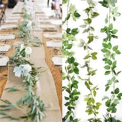 Guirnaldas artificiales de hojas falsas para decoración de bodas, plantas colgantes de pared de eucalipto, hiedra, fiesta de cumpleaños, mesa de boda