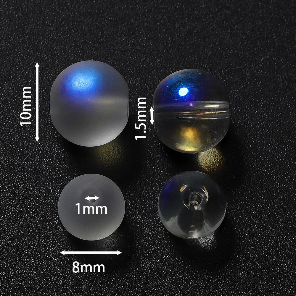 20/50pcs 8/10mm Frosted White Glass Beads Transparent AB Color Spacer Loose Bead for Bracelet Necklace Jewelry Making Supplies