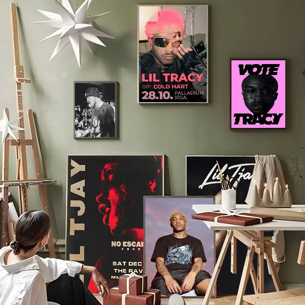 المغني الشعبي L-lil T-tracy الكلاسيكية خمر الملصقات ورق أبيض يطبع الملصقات الفنية Kawaii غرفة ديكور #2