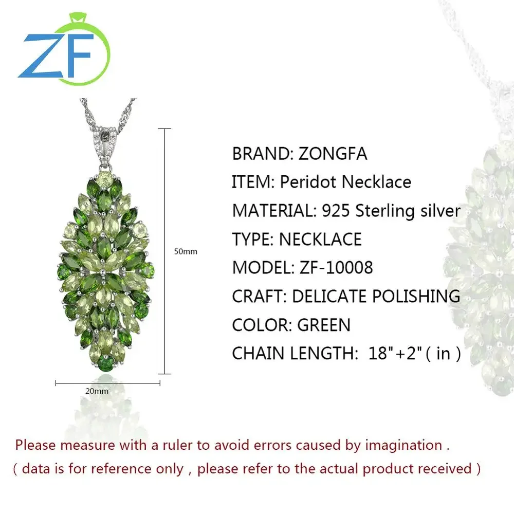 GZ ZONGFA Natural Peridot Chrome Diopside Oval Shape Gem Necklace Fashion Fine Jewelry for Women 925 Sterling Silver Gifts