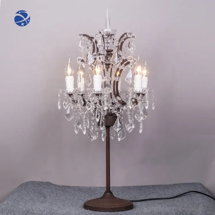 YYHC ROCOCO vintage iron Candle archaize Wrought bed desk lamps luxury modern decorative Crystal Table Lamp