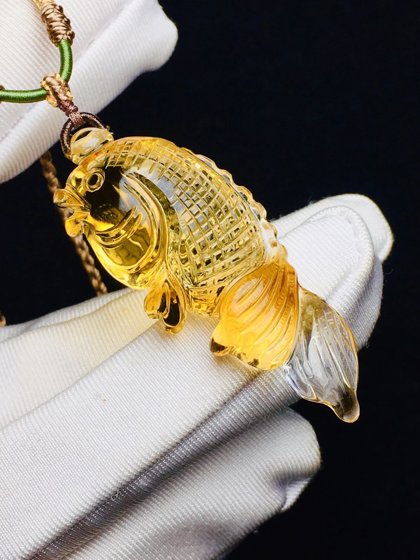 Natural Yellow Citrine Quartz Pendant Fish Women Men 48.20.12mm Wealthy Rare Bead Necklace Jewelry AAAAA
