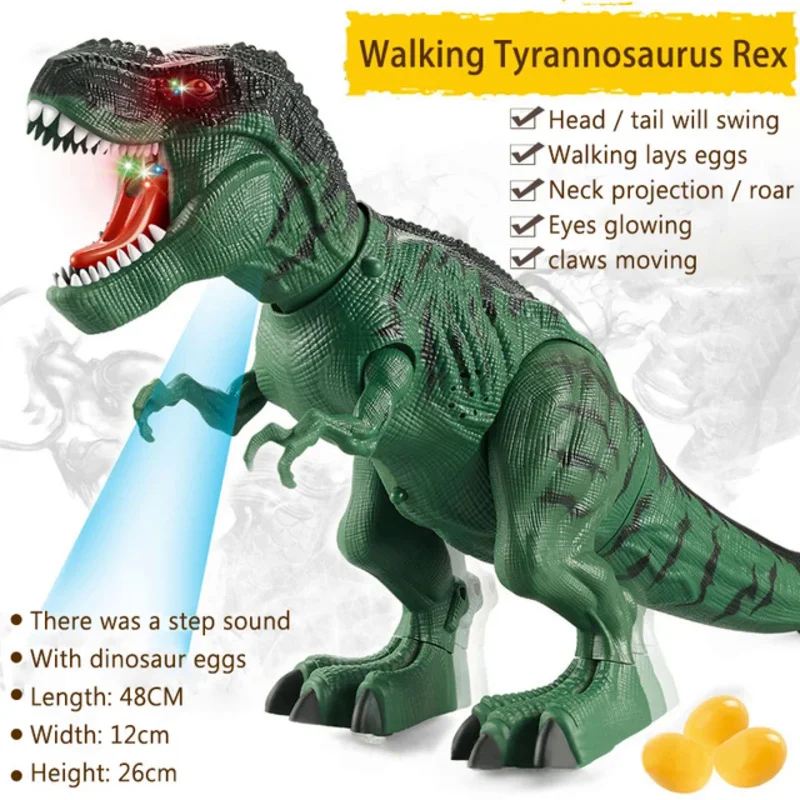 Big Rc Electric Dinosaur Toys Walking Jet Dinosaur World with Mechanical Voice Tyrannosaurus Rex Lay Egg Children Baby Gifts