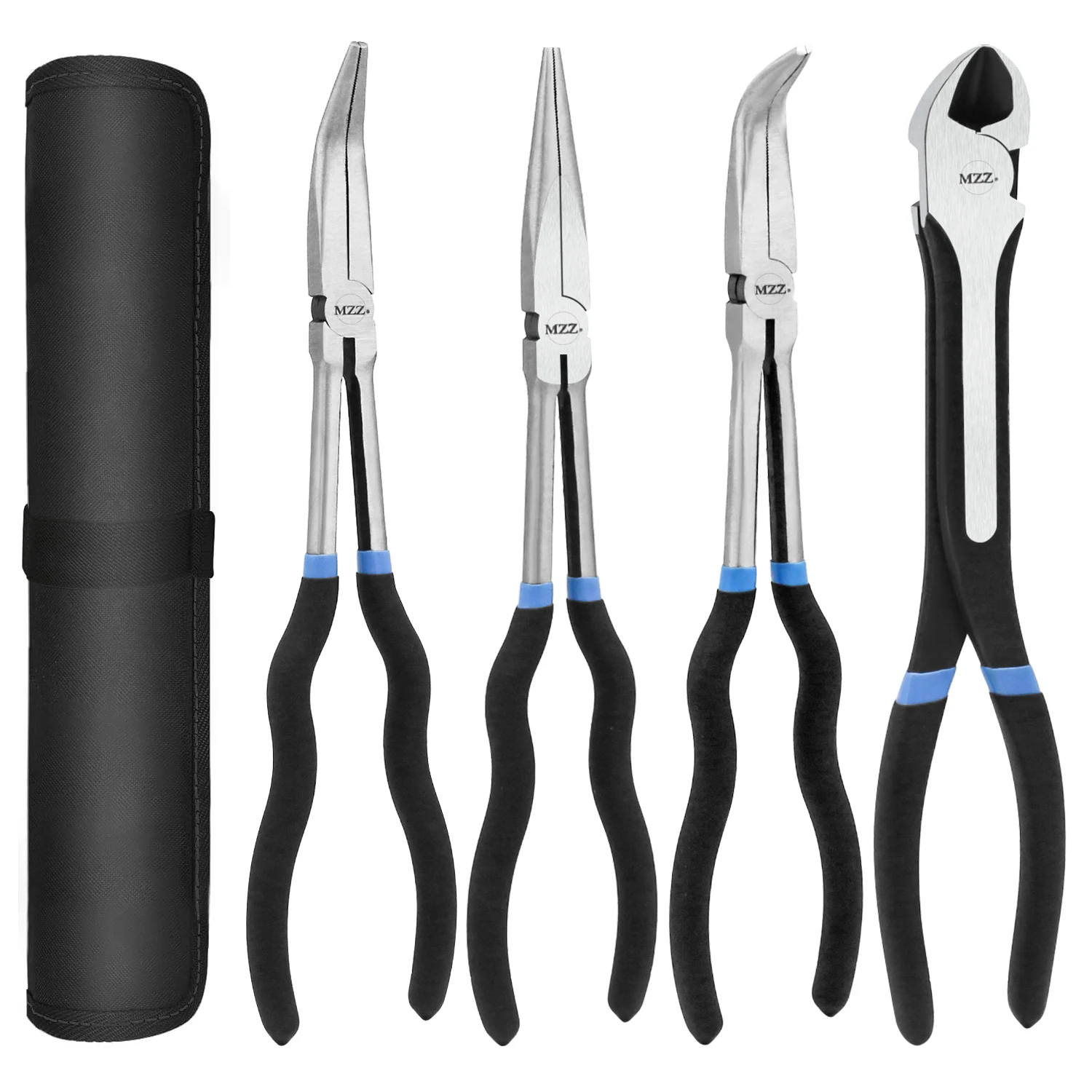 4 Pcs/set Precision Pliers Set with Insulated Comfort Grip Handles -  Long Needle Nose, 45/90 Degree Angle Curved, Circle Pliers