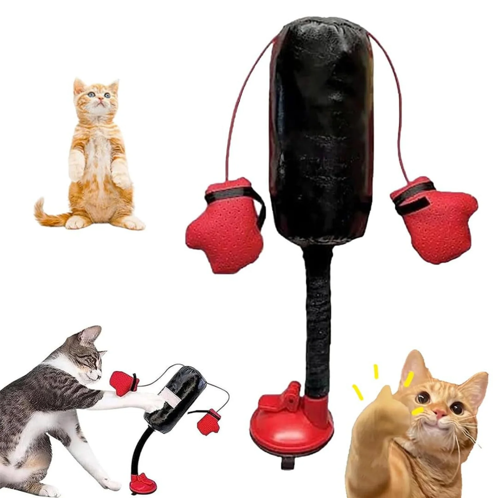 Brinquedo Interativo de Boxe para Gatos, Saco de Pancadas Autossustentável, Ginásio de Brincadeiras para Gatinhos, Brinquedo para Alívio do Estresse, Treinador de Arranhar Durável