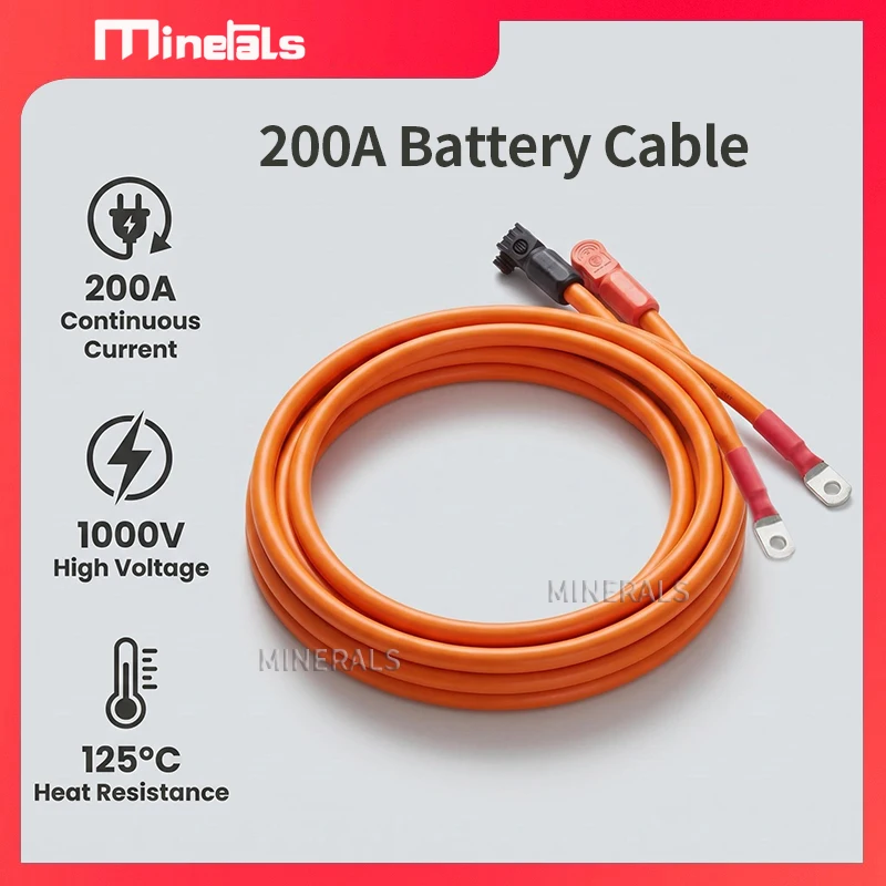 200A Battery Energy Storage Connector Cable 2 Meters Elbow Power Connector For RV Household Parallel Connection Terminal