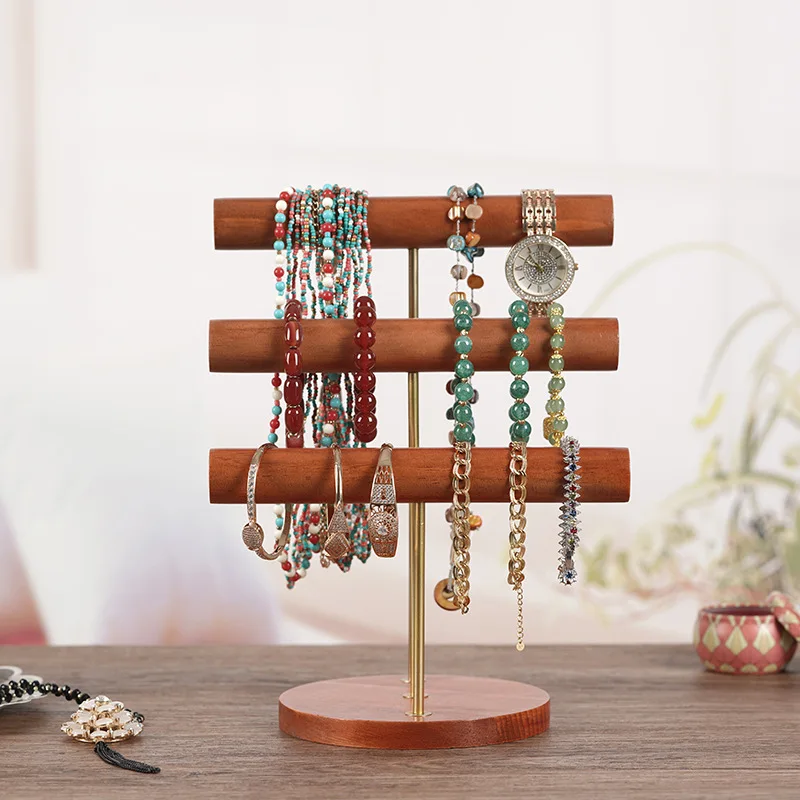 3-Tier Wooden Jewelry Display, Jewelry Stand, Bracelets, Necklaces, Watches, Bangles Holder Stand, Accessory Display Storage