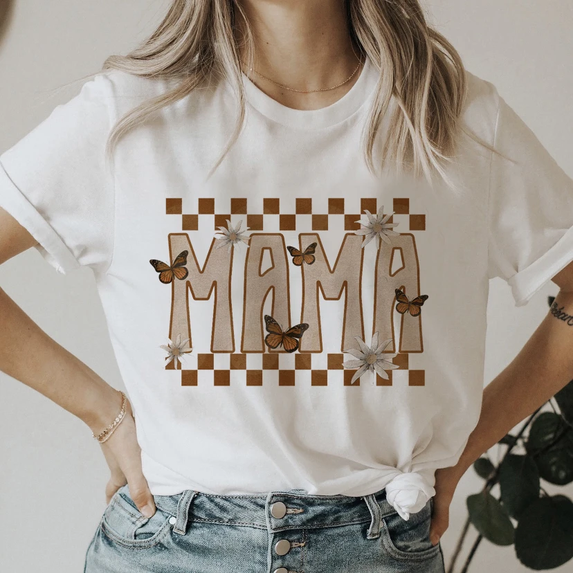 T-shirts Women Cartoon Leopard Letter Trend Mama Mom Mother Fashion Clothes Stylish T Tshirt Top Lady Print Girl Tee T-Shirt