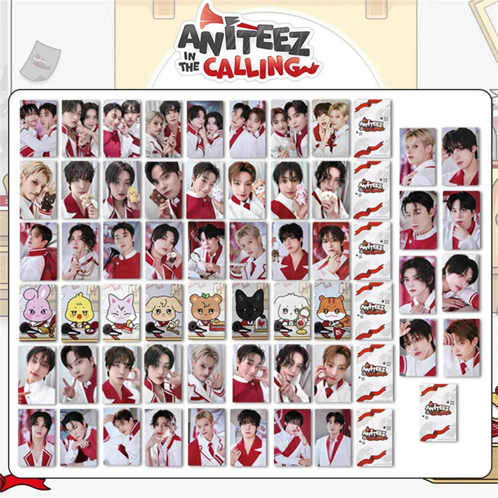 8Pcs/Set KPOP ATEEZ Photocards ANITEEZ IN THE CALLING Cartoon Two-Sided LOMO Cards Hongjoong Mingi Yunho Postcards Fans Collect