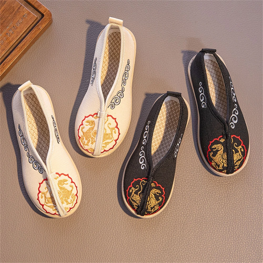 Jongens Hanfu enkele schoenen kinder retro oude Beijing handgemaakte stoffen schoen oud kostuum Chinese stijl canvas geborduurde flats