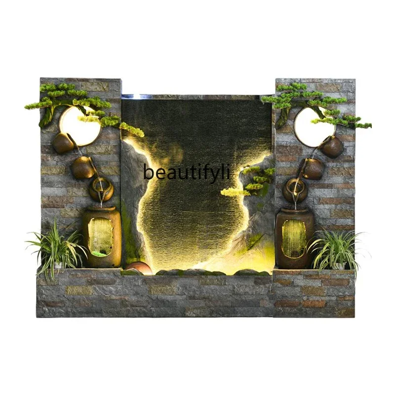 

Double-sided flowing water rockery ornament courtyard living room office feng shui wheel lucky landscape