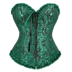 Dames Korset Vintage Korsetten Bloemenjacquard Bustier Rits Bustiers Kanten Corsage Party Night Kostuums Rave Outfit Plus Size