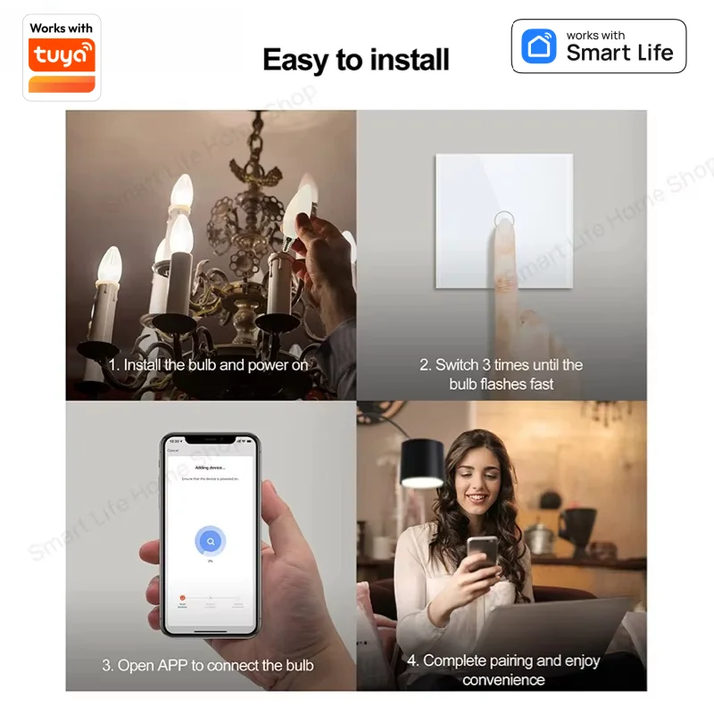 Corunsmar Tuya Bluetooth Smart Light Bulbs A19 E26/27 RGBCW Dimmable Light LED Lamp Smart Life Voice Work with Alexa Google Home