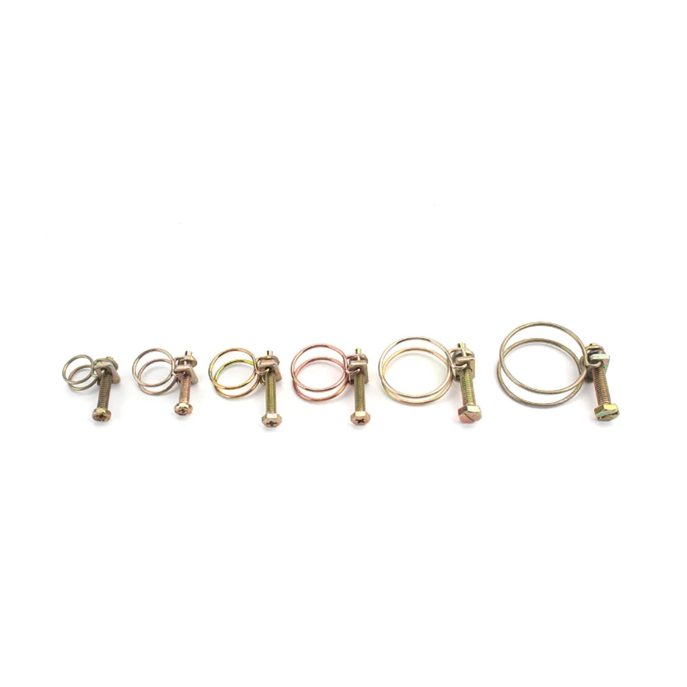 

42pcs Double Wire Hose Clamp Iron Adjustable Pipe Oil Tube Fuel Clip Strong Corrosion Resistance Anti Pressure Home Industrial