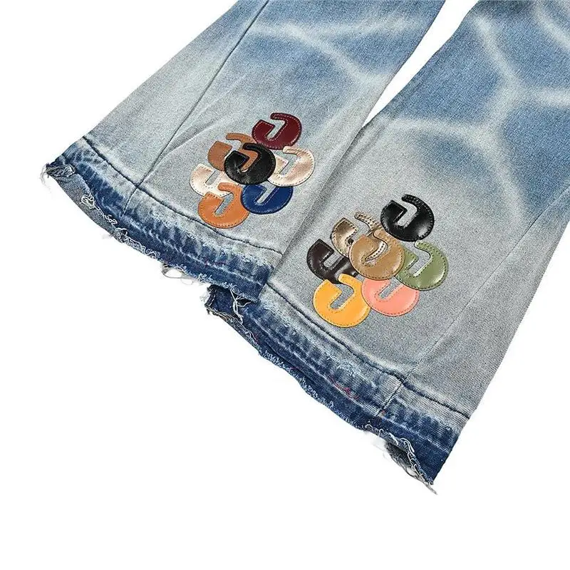 

Retro American Waed Denim Jeans Men Women Loose Straight Leg Micro Flared Long Trousers Faionable Casual Straight Cut