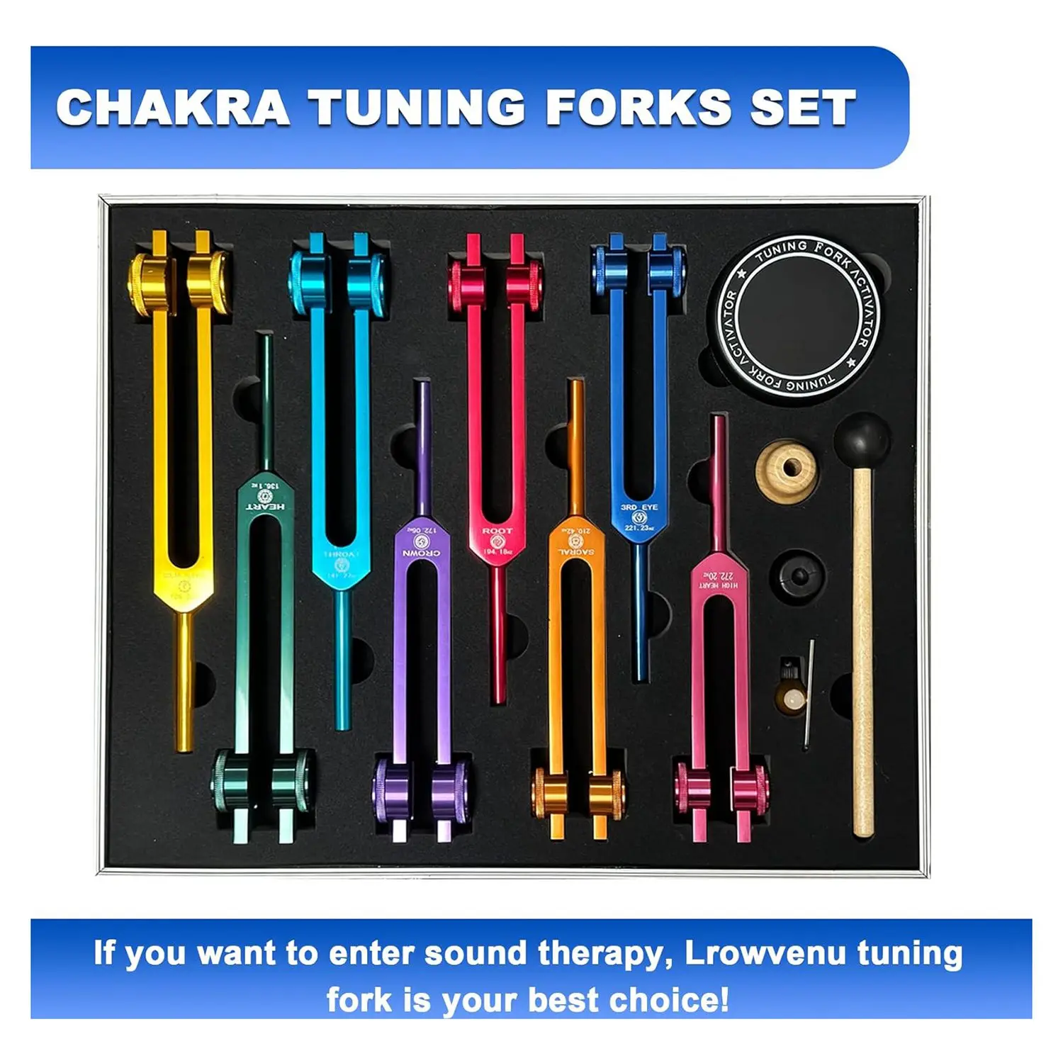 Chakra Tuning Fork Set for Healing with Tuning Fork Activator, for Healing, Sound Therapy, Keep Body