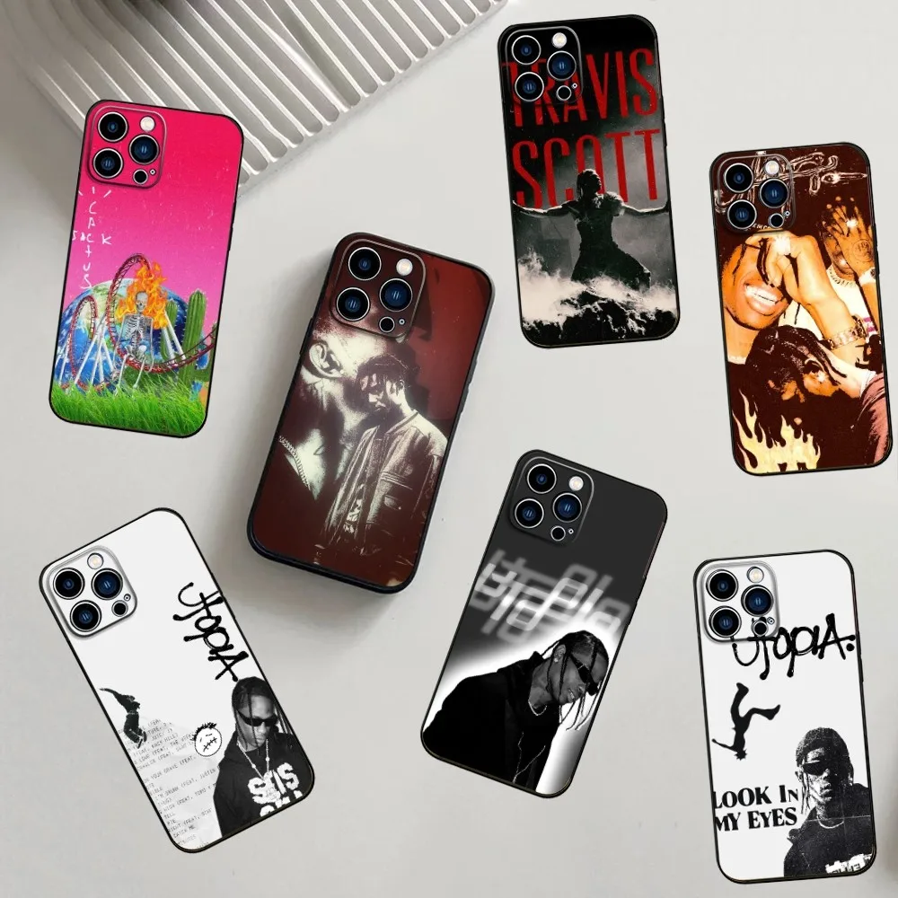 

T-Travis Scott Rapper Phone Case For iPhone 16,15,14,13,12,11,Pro,X,XS,Max,XR,Plus,Mini Soft Silicone Black Shockproof TPU