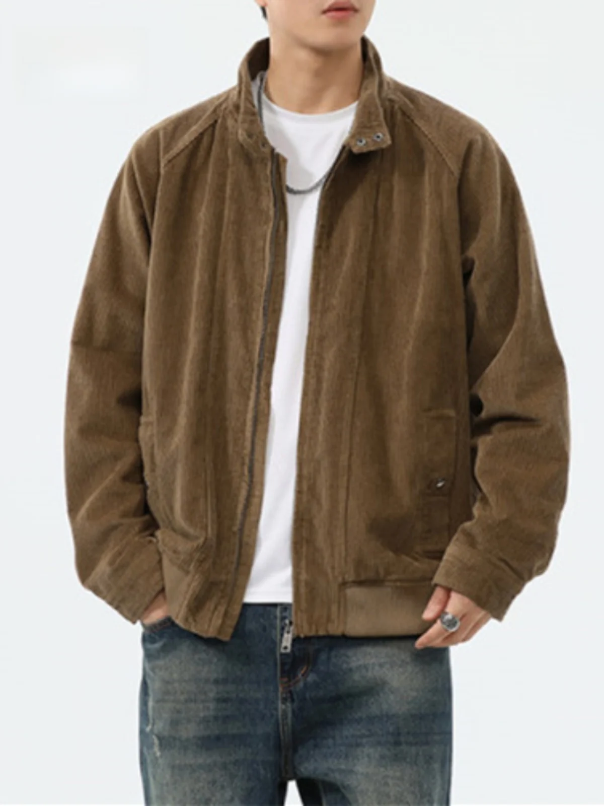 

American Retro Corduroy Jaet Men's Autumn Winter Loose Casual Large Size Trendy Brand Vintage Stand Collar Jaet