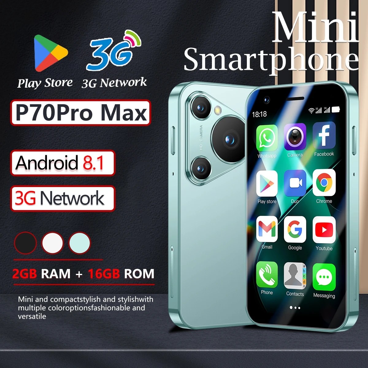 P70Pro Max 3.0 inch mini phone backup phone dual SIM dual standby 3G pocket phone portable phone micro phone