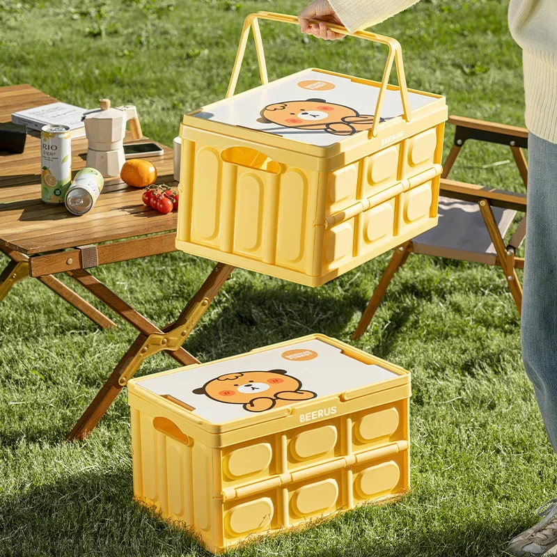 

Foldable Outdoor Storage Box, Customizable Camping Organizer, Toy and Snack Storage Box, Collapsible Storage with Carry Handle