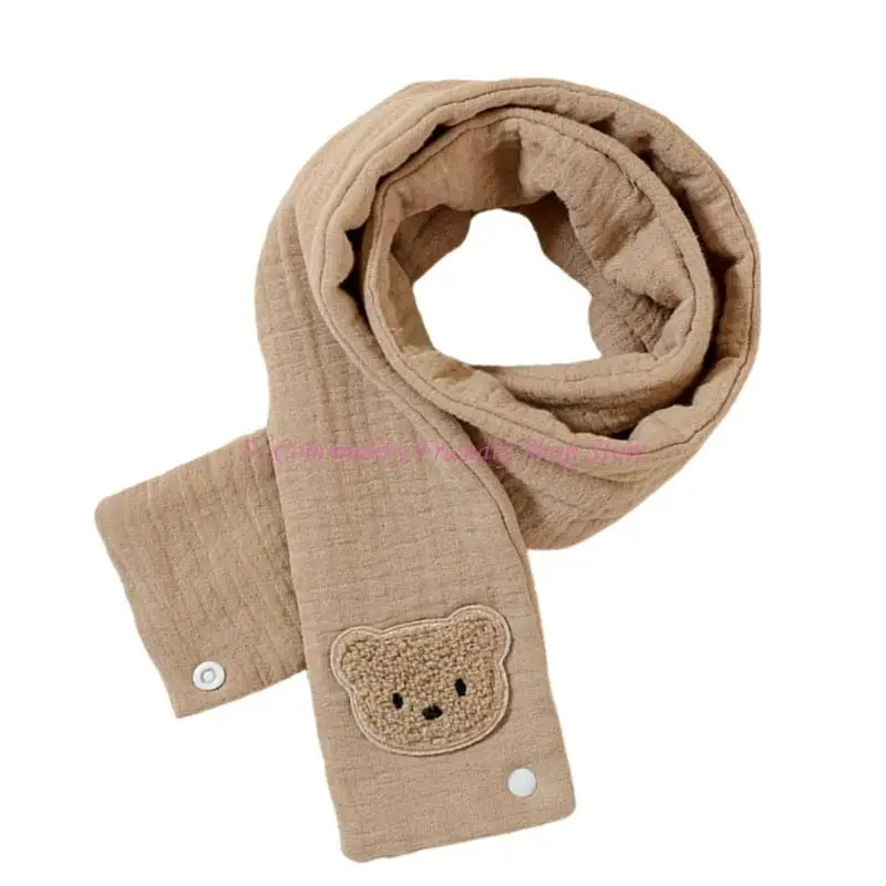 85AE Warm Children's Scarf Cartoon Bear Pattern Long Muffler Windproof Neckerchief Daily Neck Warmer for Outdoor Activity