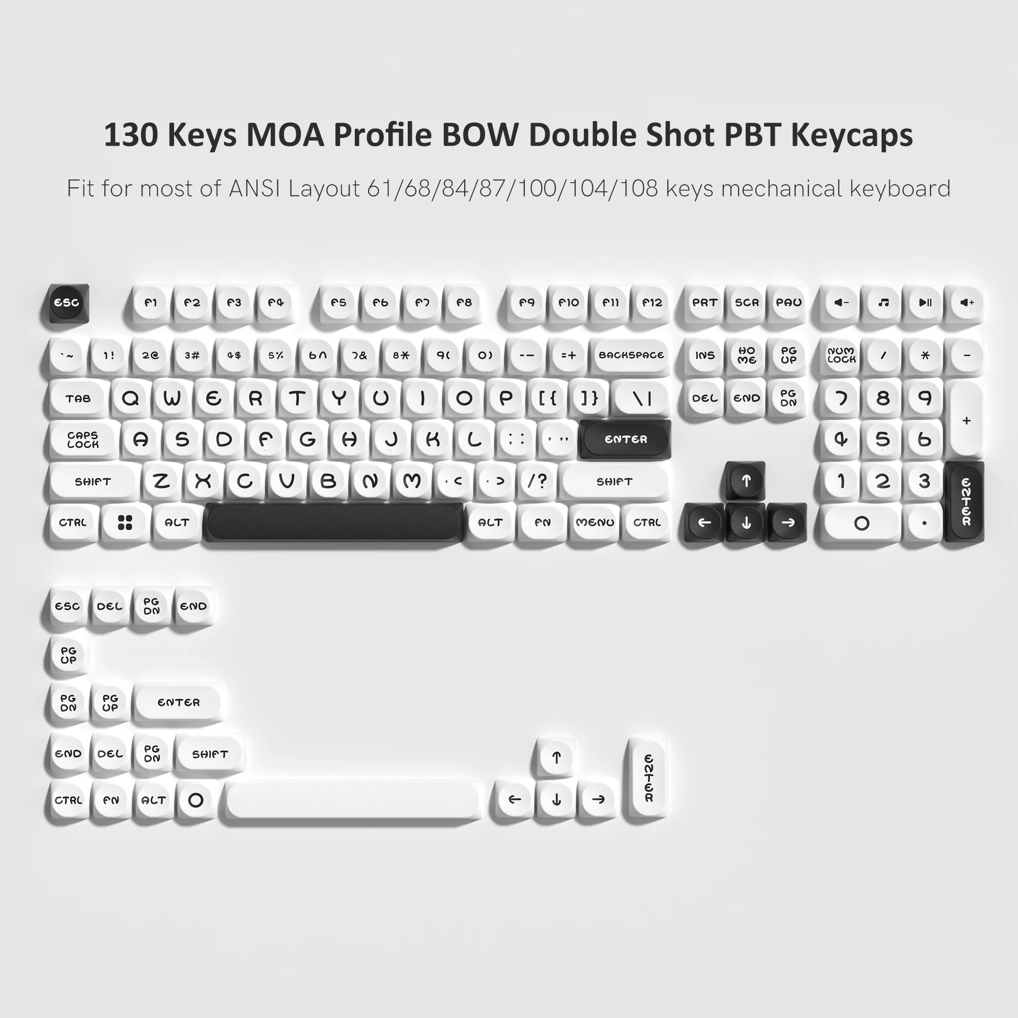 

MOA Profile Double Shot PBT Keycap BOW WOB Keyboard Keycaps 130 Keys for Cherry Gateron MX Switches Mechanical Gaming Keyboard