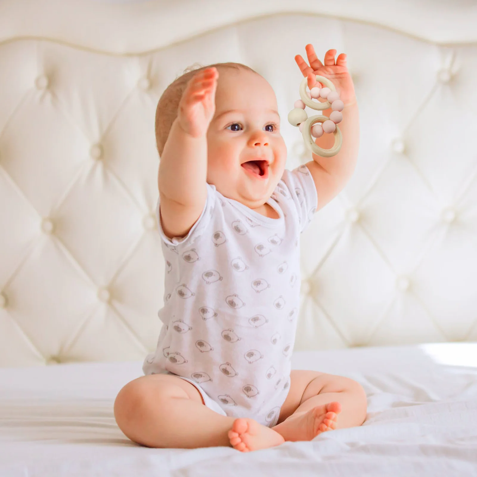 

1Pcs Baby Teeth Bracelet Silicone Chewable Hand Ring Soothing Teething Relief Nursing Bracelet for Infants Toddlers