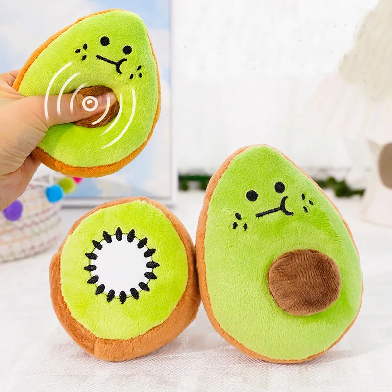 

1PCS Soft Dog Toy Plush Stuffed Sound Squeaky Toys Avocado Kiwifruit Cleaning Teeth Chew Toys Dog Accessories Supplies Puppy Toy