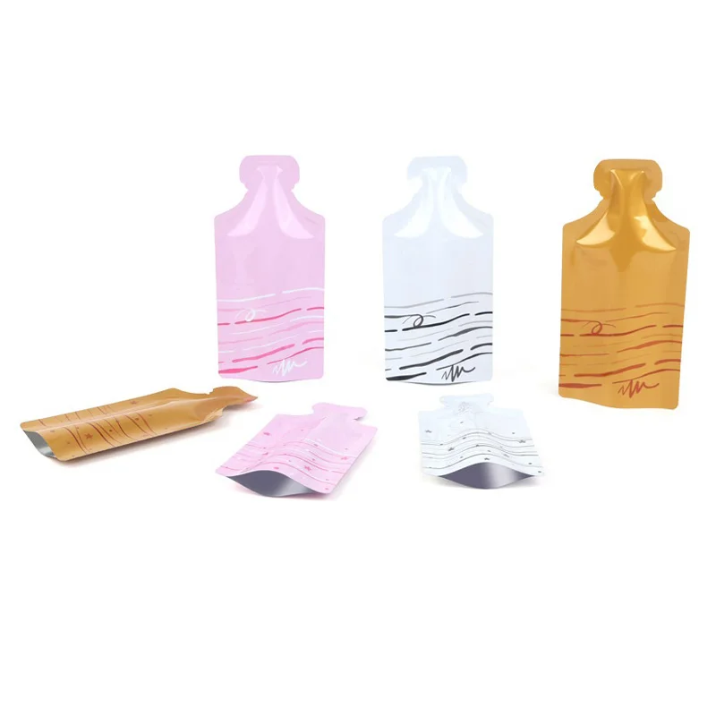 2000Pcs Glod Pink White Bottle Shape Aluminum Foil Open Top Bag Shampoo Powder Cream Liquid Trial Heat Sealing Gift Packag Pouch