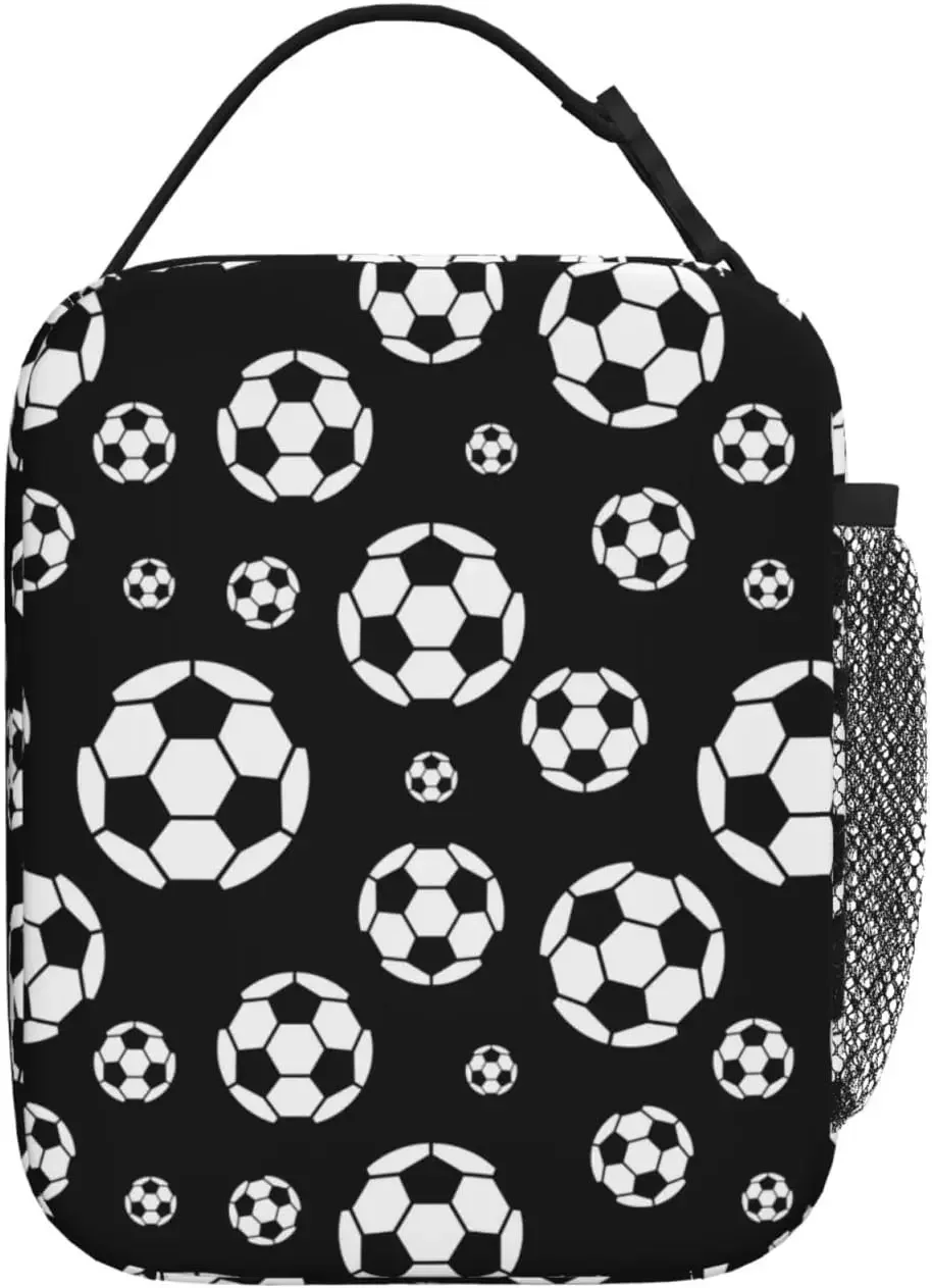 Football Ball Insulated Lunch Bag Unisex Reusable Soccer Ball Lunch Box Sports Theme Cooler Tote Bag for Work Travel Picnic