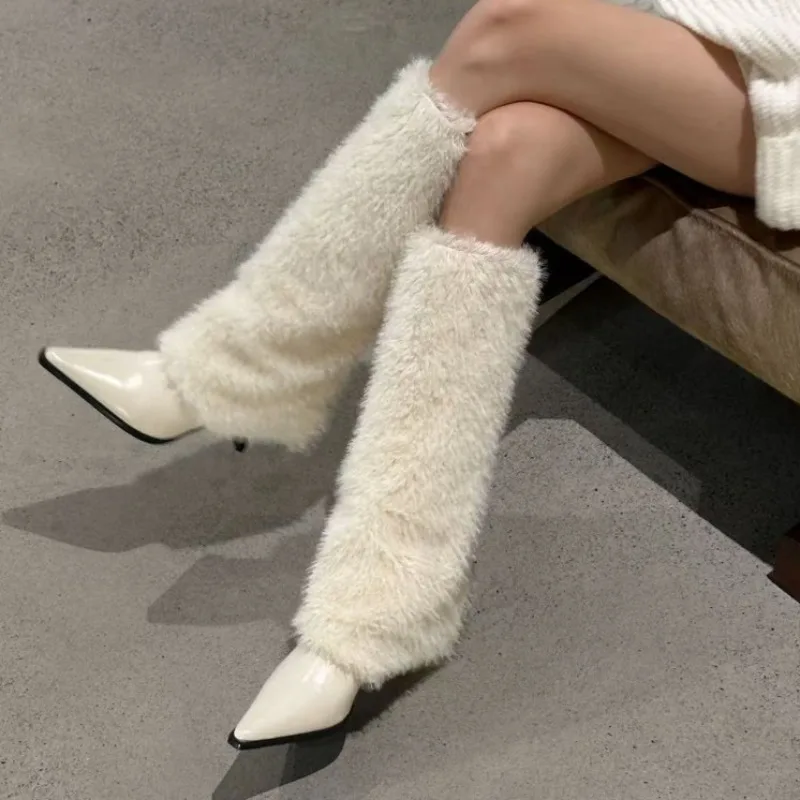 Elegant Pointed Toe Women High Heels Long Boots Designer Classical Suede Shoes 2025 Winter New Brand Pumps Cozy Knee Boots Mujer