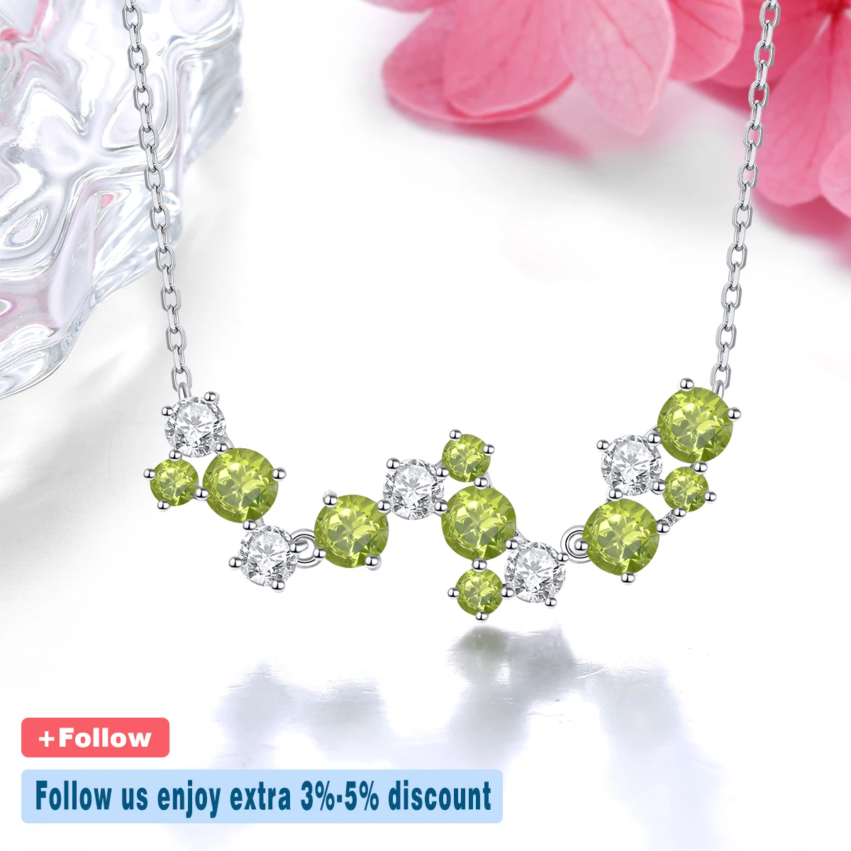 Ciondolo collana in argento Sterling peridoto naturale 3.2 carati collana da donna in vera pietra portafortuna regali romantici di gioielleria raffinata