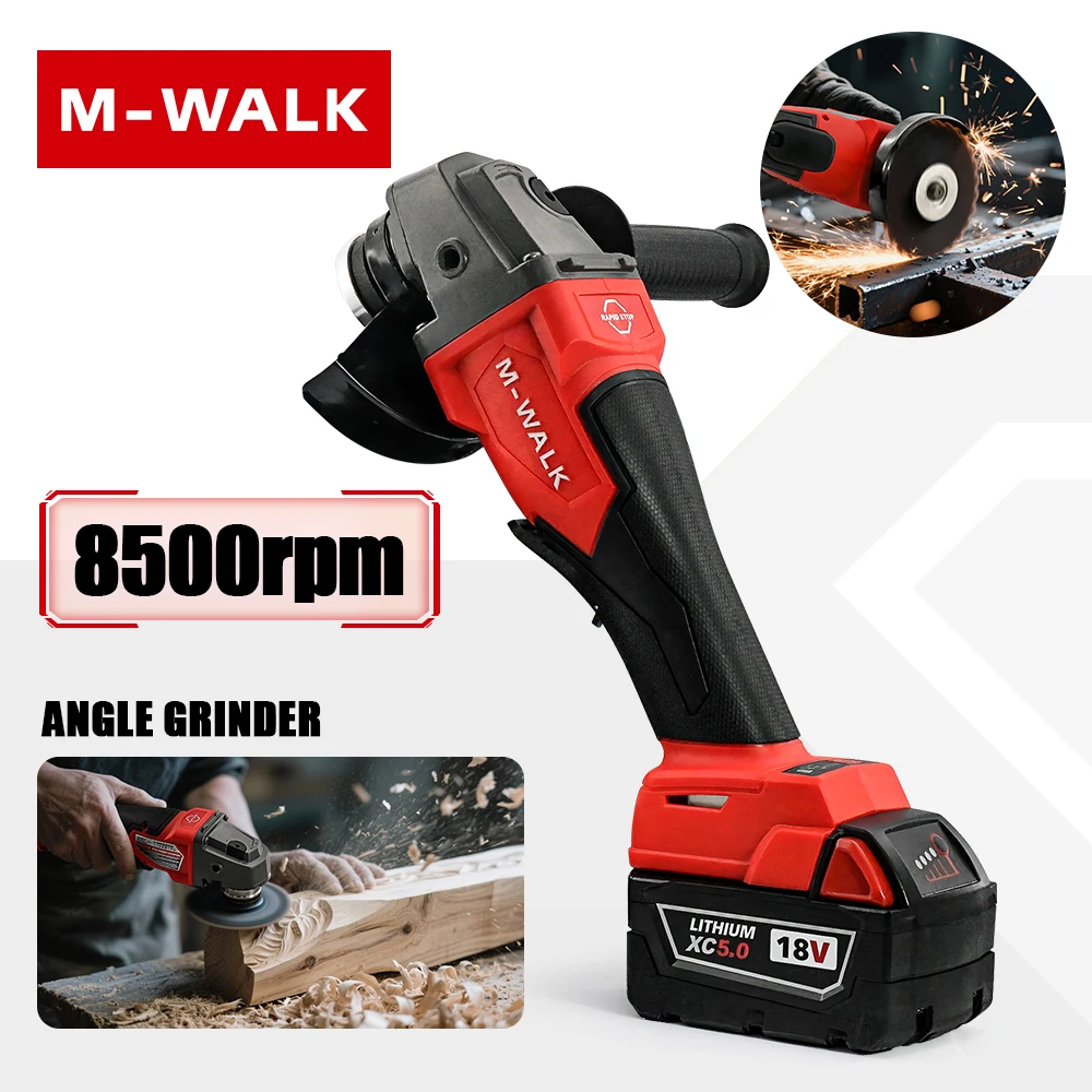 100/125mm Brushless Angle Grinder Polishing Machine Cordless Grinding Machine Cutting Woodworking For Milwaukee 18V Battery Pin - Image 2