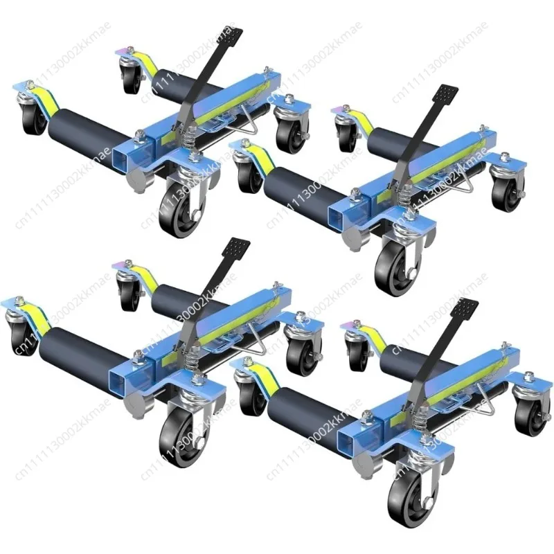 Hydraulic 6000LBS Car Wheel Dolly Jack Set of 4 with Foot Pedal Vehicle Skates with Reflective Tape for Tire Repair and