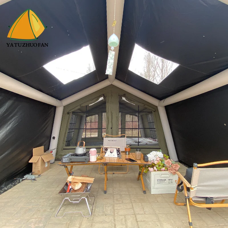 

Wholesale Large Space 9+9.5 Square Meter Waterproof Outdoor Inflatable Air Tent Durable PVC Cotton Portable for Family