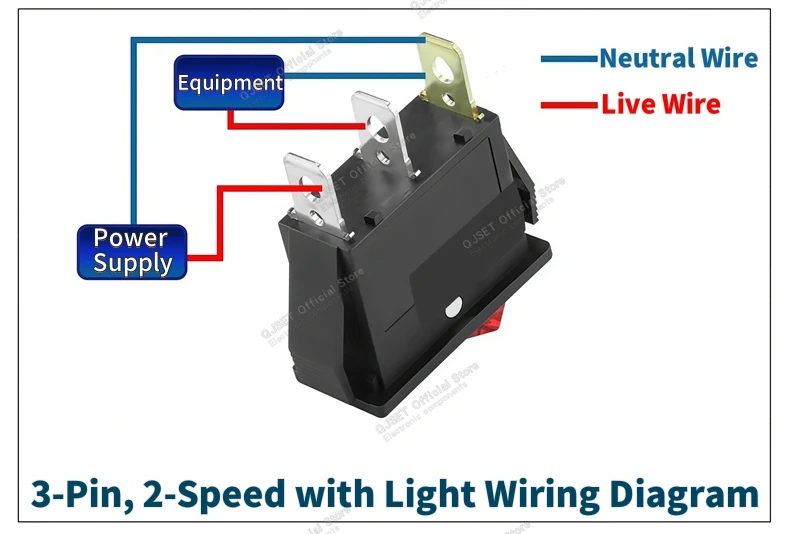 1 Stück KCD3 Wippschalter EIN-AUS-EIN 2 3 Positionen 2 3 Pins Elektrische Ausrüstung Mit Lichtschalter 15A16A 250V/220V 20A 125V AC – Detail 5