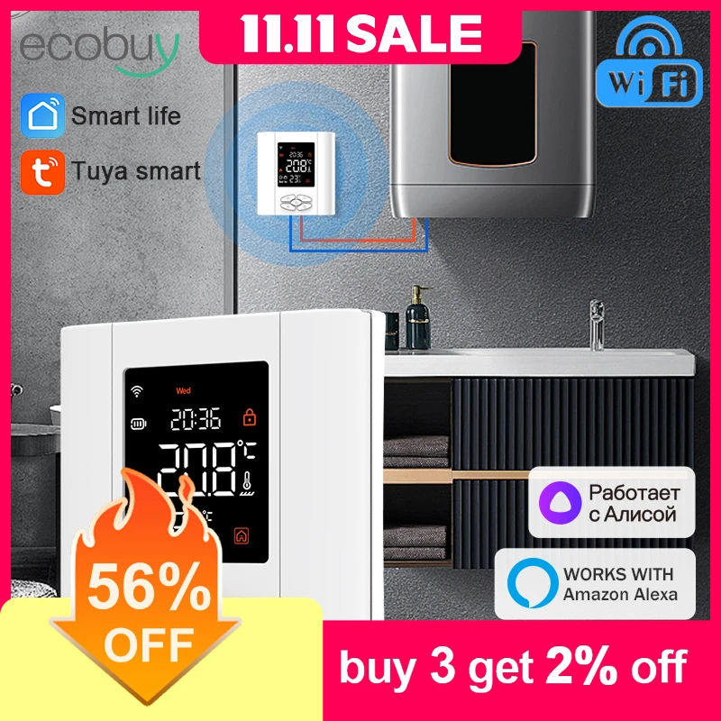 2025 novo tuya inteligente wifi zigbee termostato bateria de baixa potência termostst caldeira a gás termostato wifi tuya alexa google casa alice