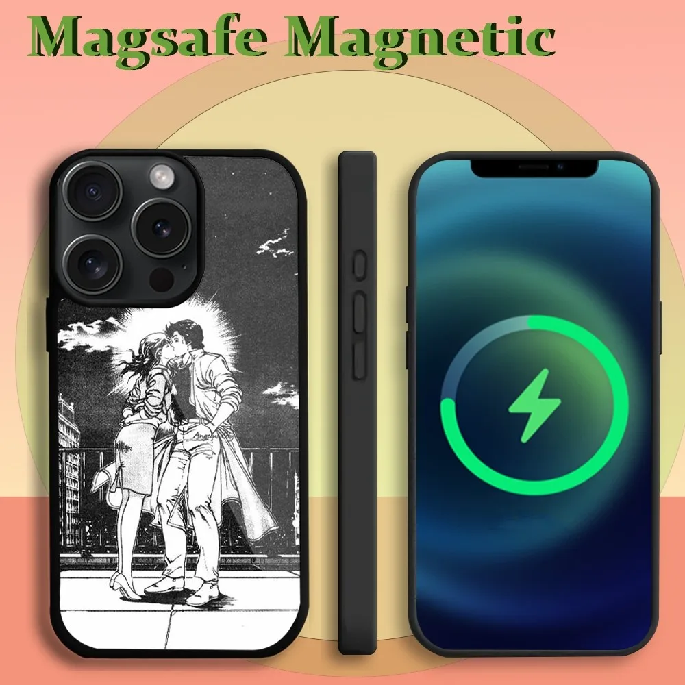 City Hunter cartoon  Phone Case For iPhone 11 12 13 14 15 Plus Pro Max Magsafe Magnetic Wireless Charging Cover Magsafe Magnetic