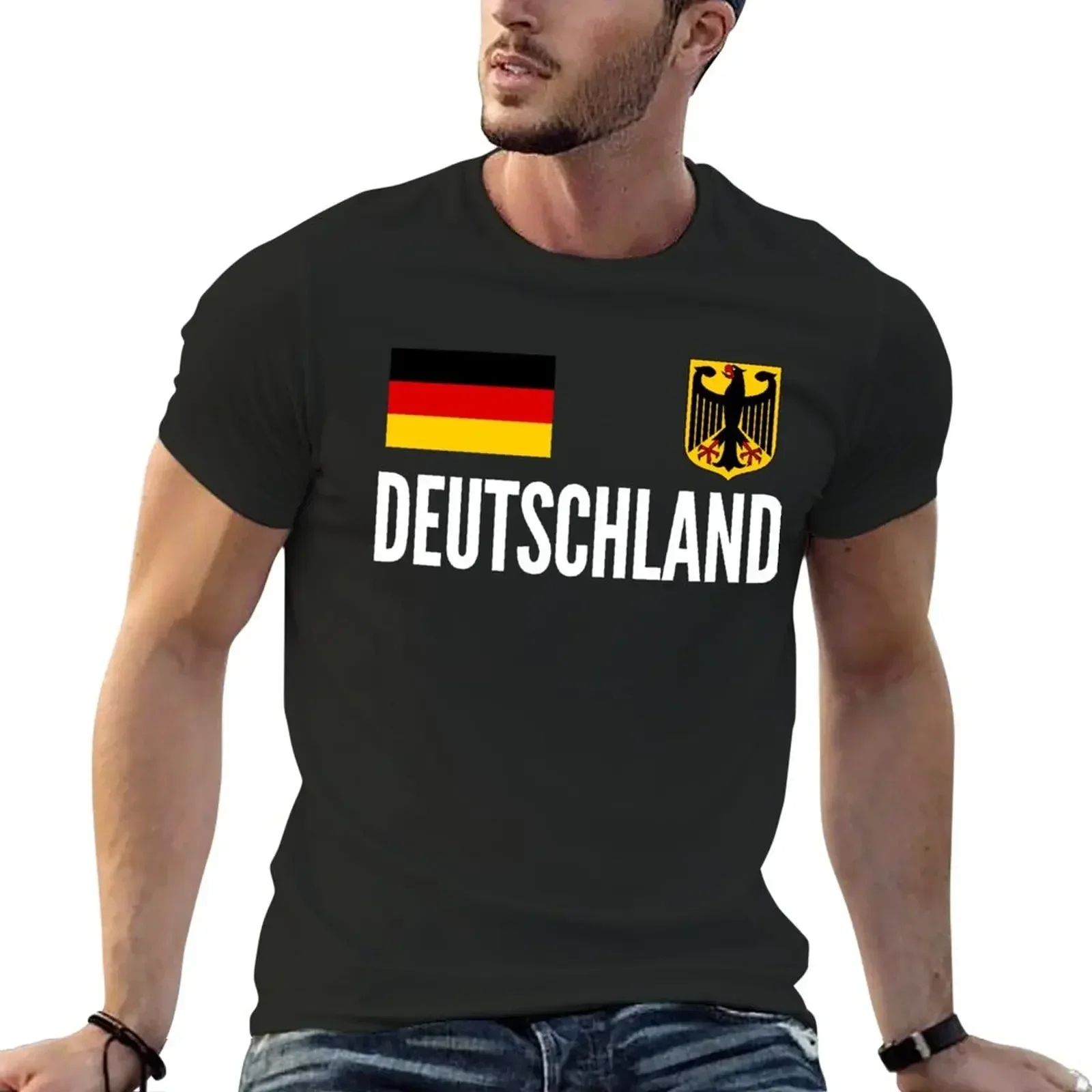 Deutschland Fußball Trikot Fußball 2024 Trikot Sommer Kurzarm Mode Rundhals ausschnitt informelle Streetweat Crewneck Manga