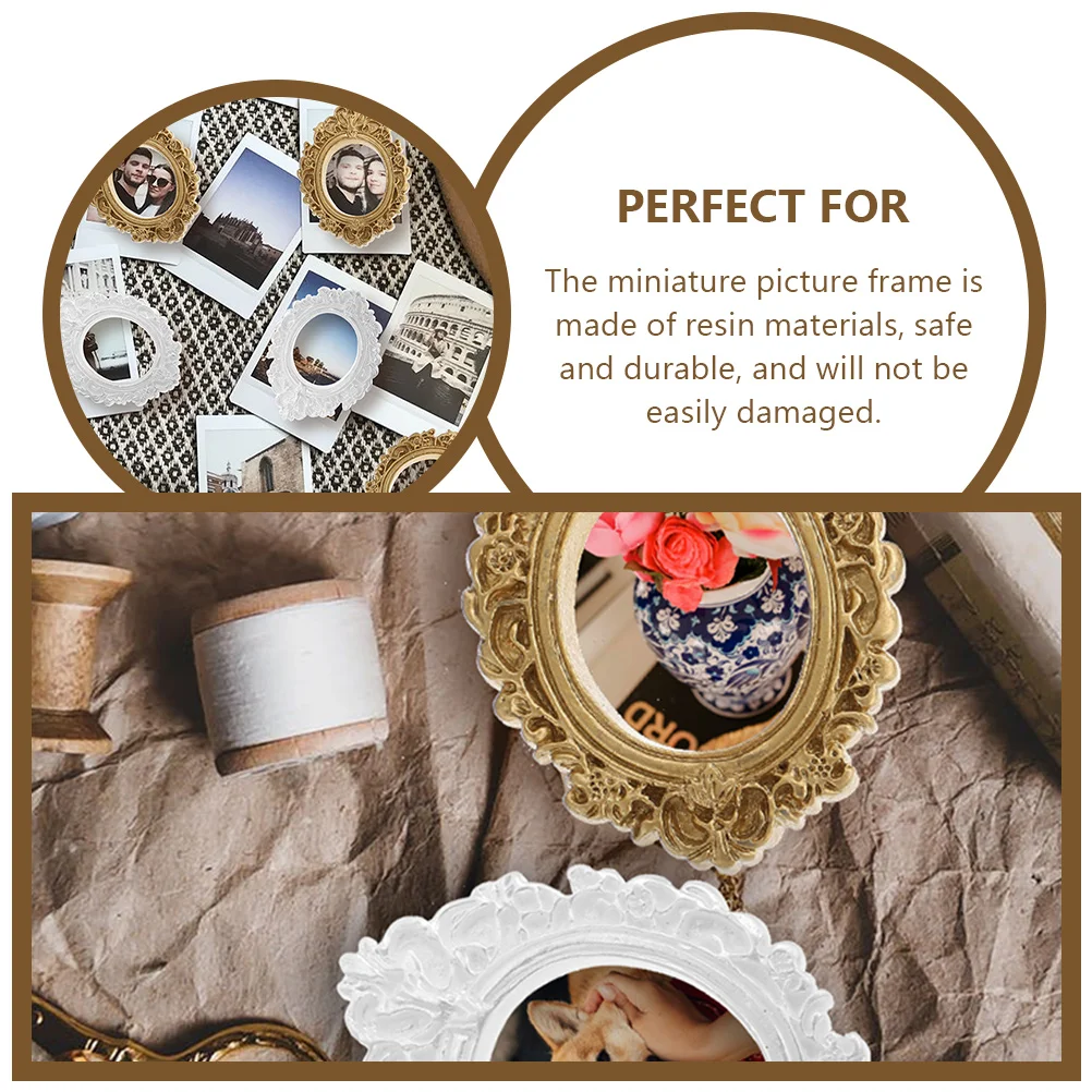 

8pcs Large Oval Resin Photo Frames Diy Materials Vintage Mini Picture Frame Phone Case Decor Compact Craft Supplies