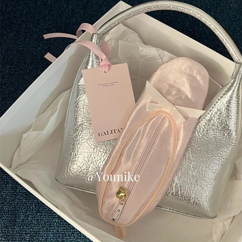 Dolce ragazza francese cuore rosa balletto scarpa Styling studente penna borsa cosmetica negozio di cancelleria portafoglio regalo squisito per le