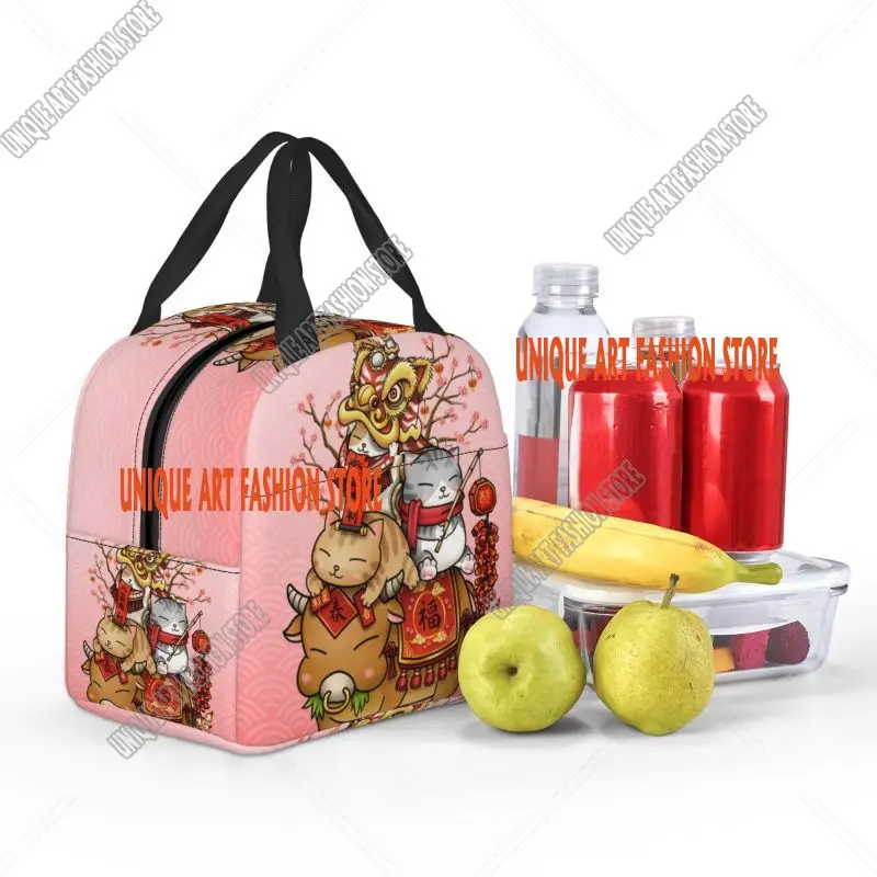 Lucky Cat Revolution Portable Lunch Boxes for Japanese Maneki Neko Thermal Cooler Food Insulated Lunch Bag Office Work