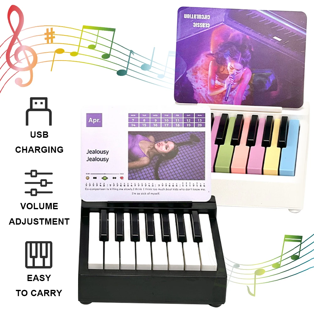 Singer Piano Calendar 2025 Mini Piano Calendar Playable Desktop Peripheral Ornaments with 27 Music Calendar Cards 26 Songs