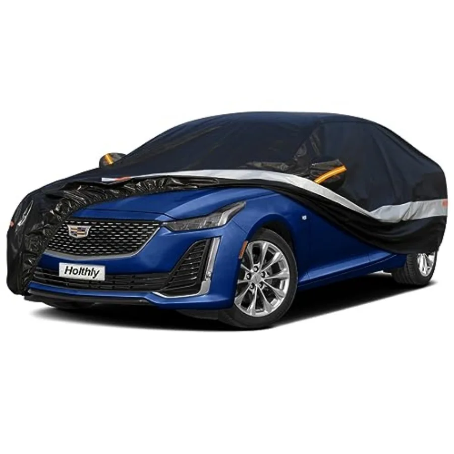 10 Layers Sedan Car Cover Waterproof All Weather for Automobiles, 100% Waterproof Outdoor Car Covers Rain Snow UV Dust Protecti