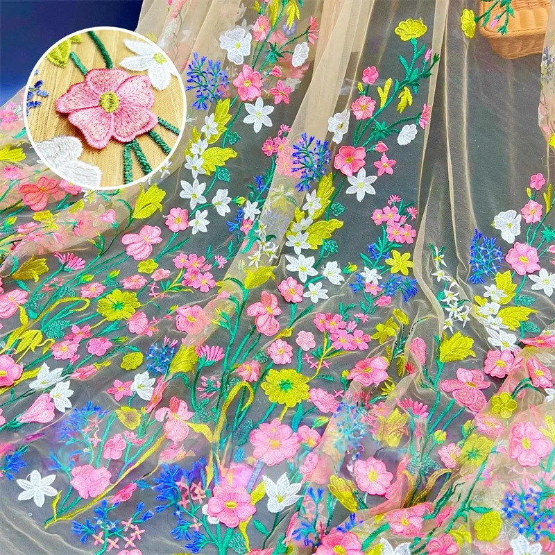 

150x90 см цветочная сетка кружевная вышивка ткань 3D цветок DIY швейный костюм ремесла свадебное платье DIY швейный материал