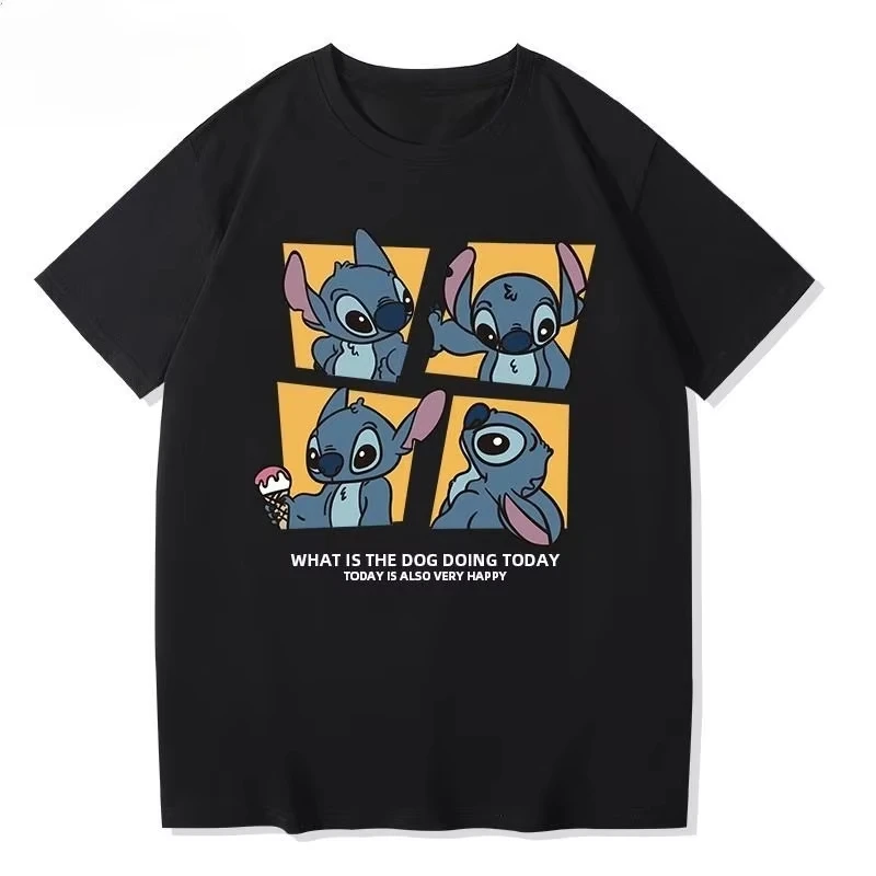 

Новая летняя футболка с мультяшным принтом Stitch 2025 года — это свободный и модный парный топ с короткими рукавами для мужчин и женщин.