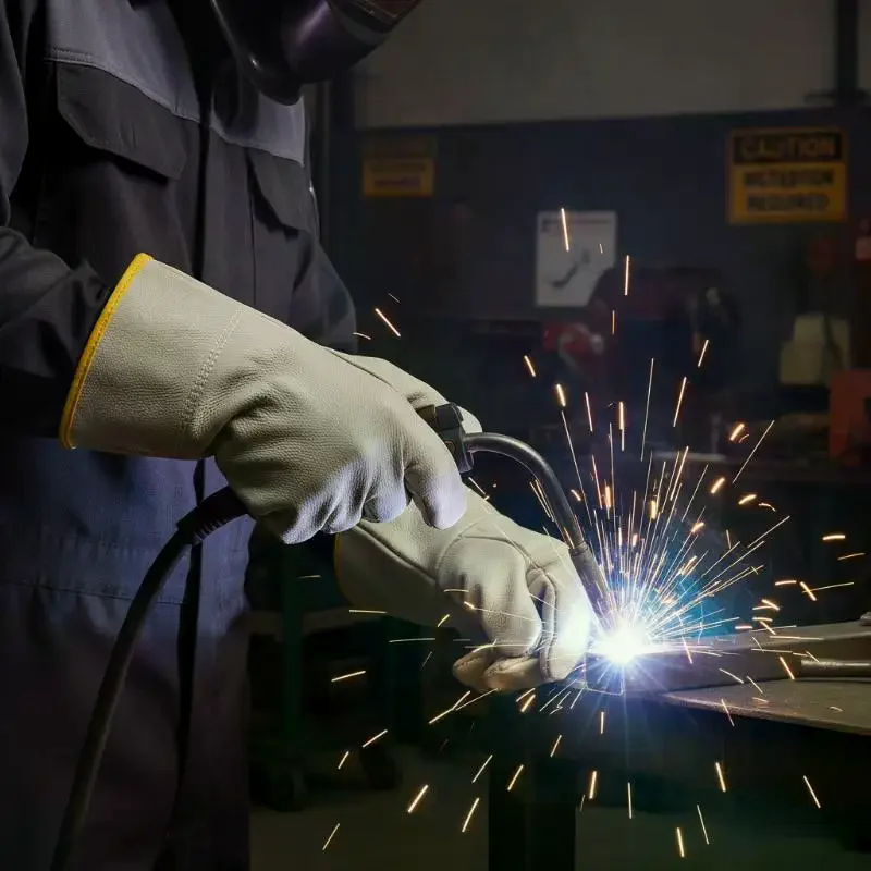 Anti-scalding Two-layer Welding Gloves, Soft & Wear-resistant Welder Protection Gear, Durable Safety Gloves for Heavy Duty Labor