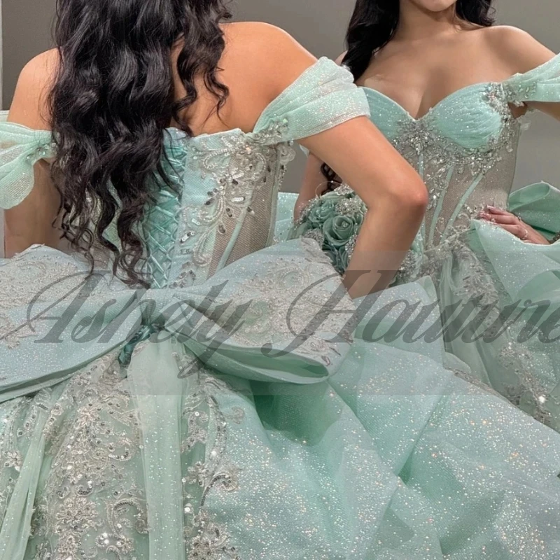 Personalizado mexicano quinceanera vestidos de baile miçangas applique arco feminino baile festa casamento ocasião doce 15 16 menina vétidos