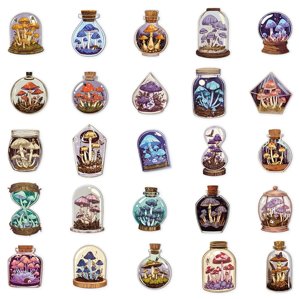 10/30/50 قطعة الكرتون الإبداعية الفطر ملصقات الزجاجات مضحك الكتابة على الجدران الشارات الديكور حقيبة الغيتار الهاتف مذكرات ملصق حزمة